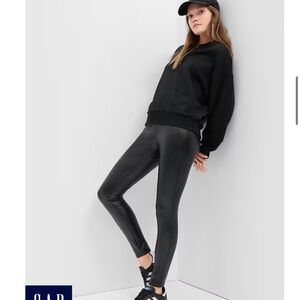 GAP black vegan leather leggings.